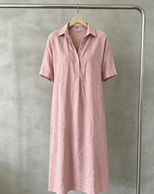 🤩🤩Women’s Cotton Linen Polo Dress – Casual Short Sleeve Summer Dress(Buy 2 Free Shipping)