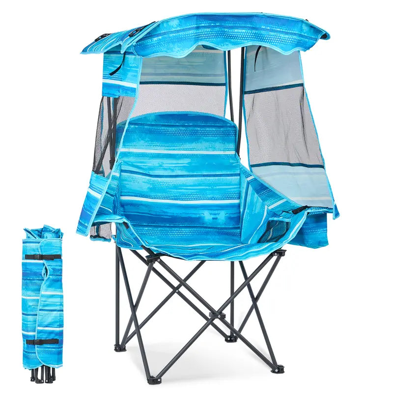💥Clearance Sale ⛱️ XXL Double Camping Chair 🪑 Padded Loveseat w/ Shade Canopy 🌿 Outdoor Lounge