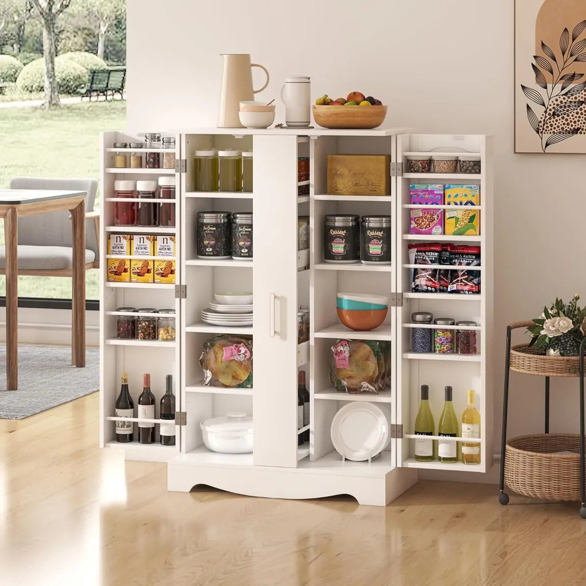 🎉47-inch kitchen sideboard with drawers and storage space with adjustable shelves.