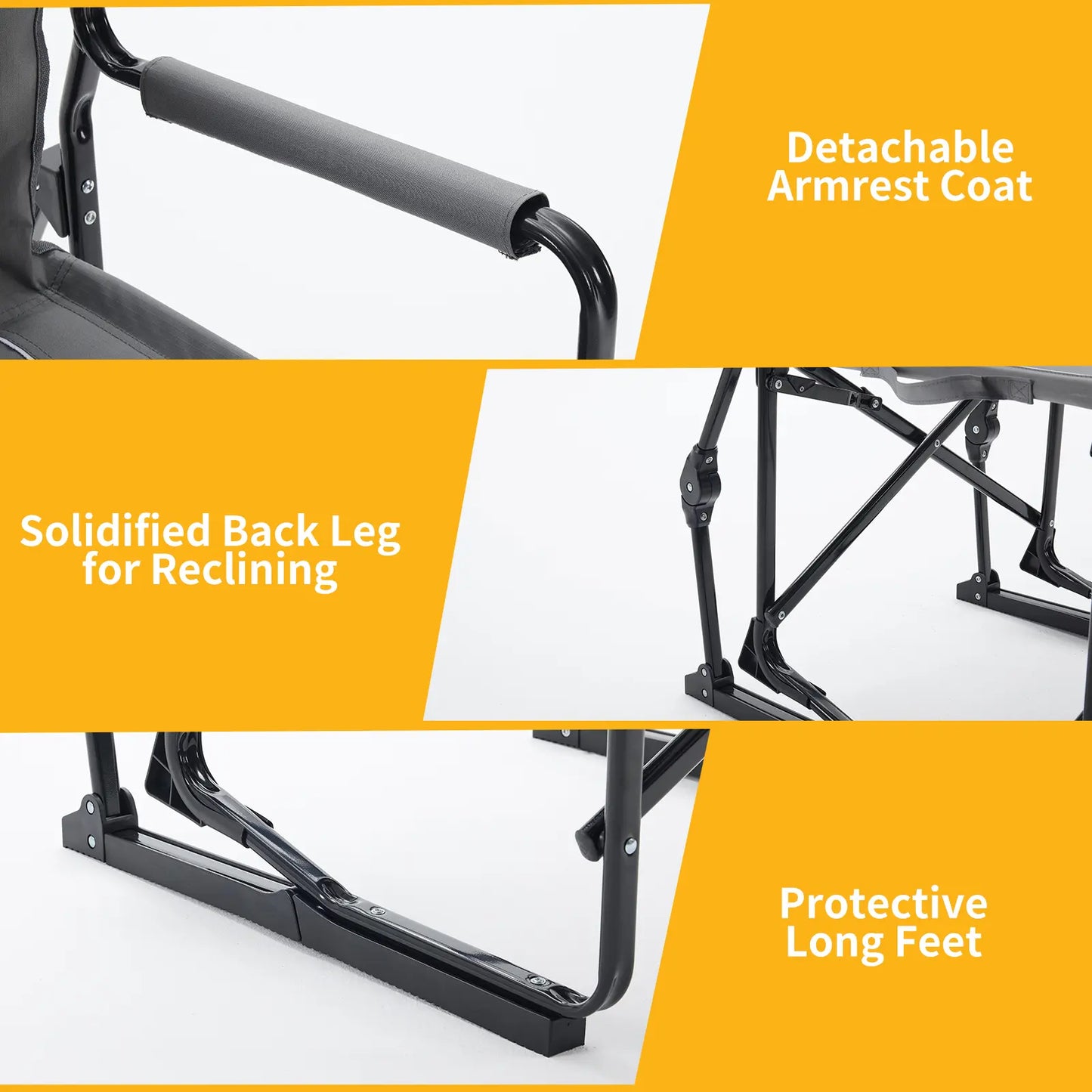💥Clearance Sale Folding Camping Rocker Chair 🪑 Extra Wide Comfort 🌿 Padded High Back 💪