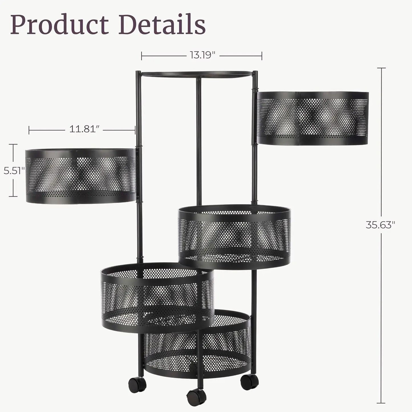 🧺Multifunctional Rotating Storage Rack With Wheels 🔥LIMITED DEAL