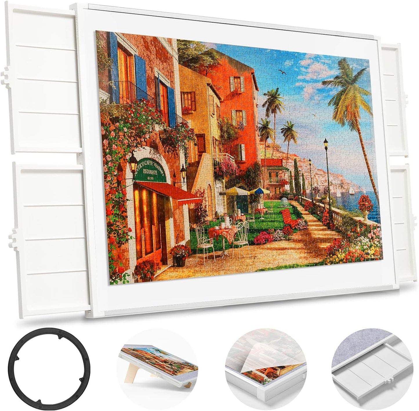 🎁Rotating Puzzle Board with Drawers and Cover,Tilt&Lazy Susan💥Buy 2 Get 2 Free