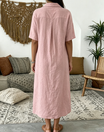 🤩🤩Women’s Cotton Linen Polo Dress – Casual Short Sleeve Summer Dress(Buy 2 Free Shipping)