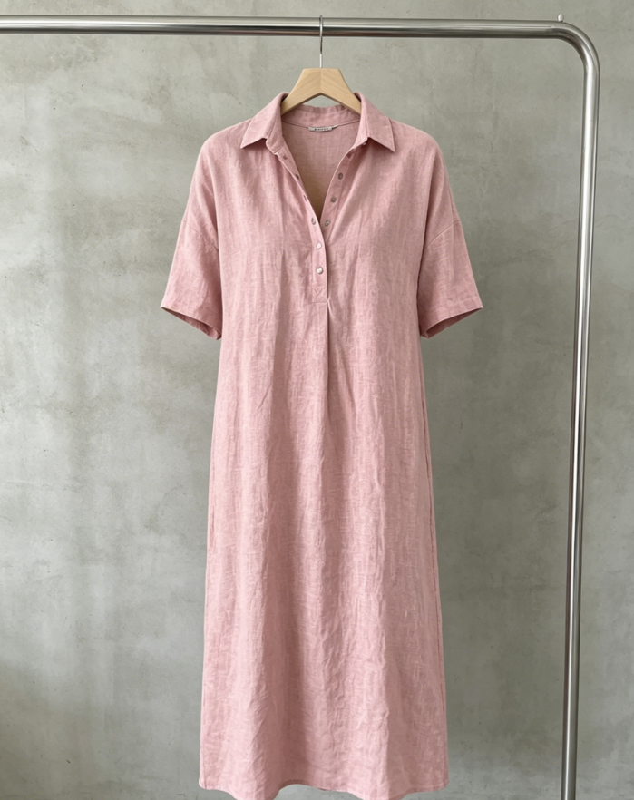 🤩🤩Women’s Cotton Linen Polo Dress – Casual Short Sleeve Summer Dress(Buy 2 Free Shipping)