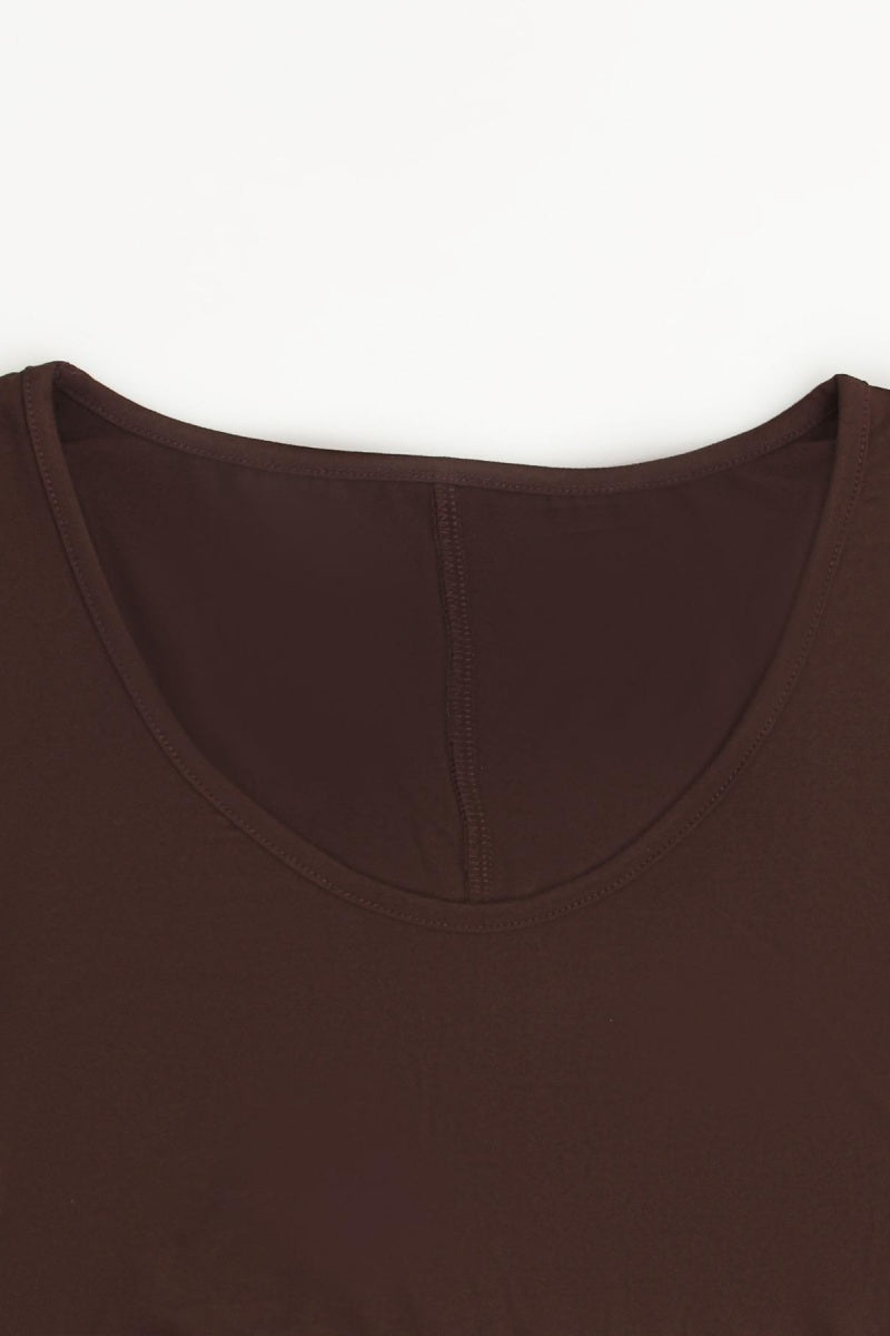 🤩🤩Women's Long Fitted Coffee Dress, Large Round Neck Short Sleeve Pocket Sleepwear