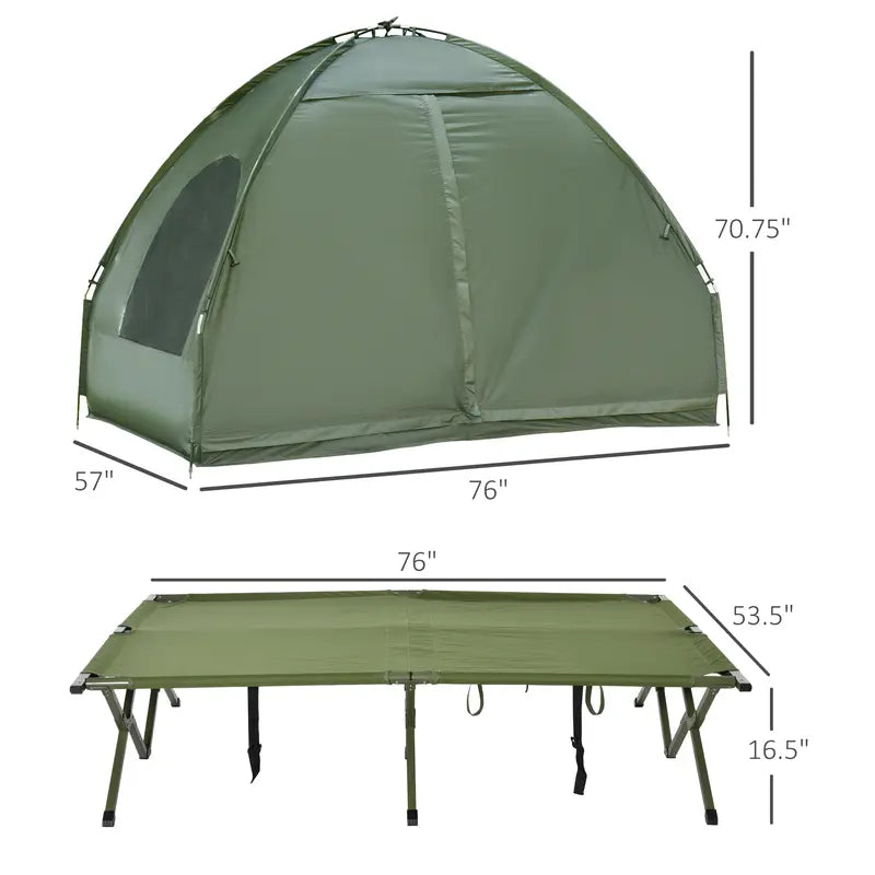 💥Clearance Sale 🏕️ 4-in-1 Camping Cot Tent 🛏️ Foldable Bed w/ Air Mattress 🌿 Outdoor Travel Set