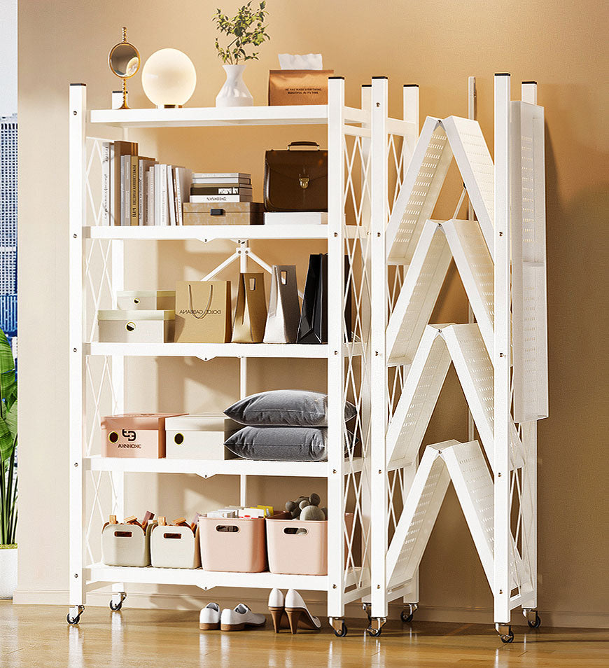🔥Heavy Duty Foldable Metal Organizer Shelves with Wheels Great for Garage Kitchen