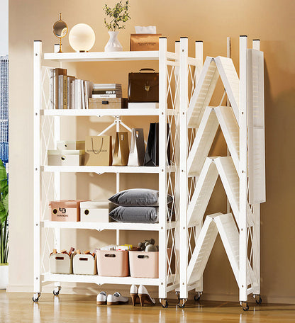 🔥Heavy Duty Foldable Metal Organizer Shelves with Wheels Great for Garage Kitchen