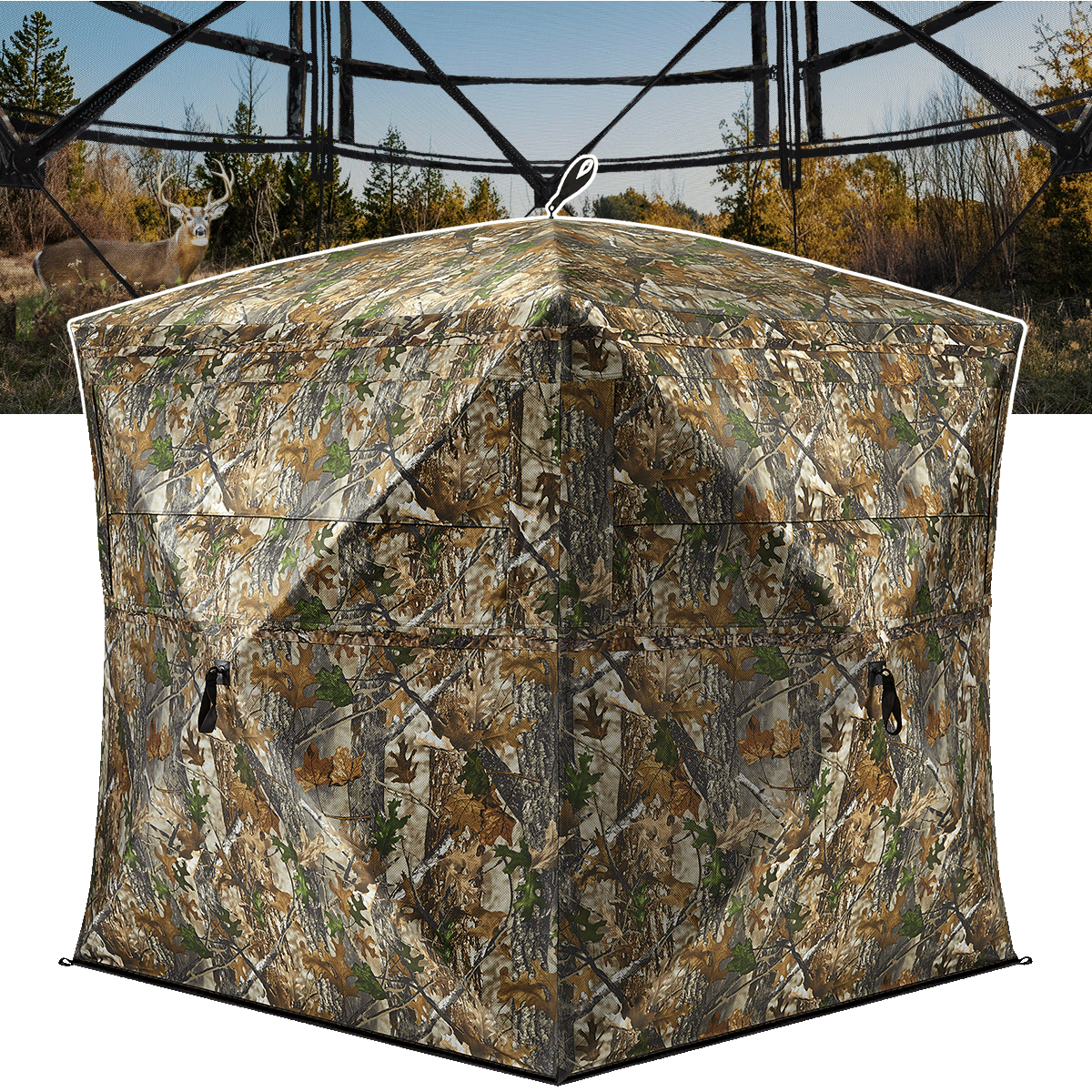 Vis Series 270 Degree See Through Hunting Blind | Portable 2 3 4 Person Ground Blind | Camo Pop Up Ddeer Blind for Deer & Hunters