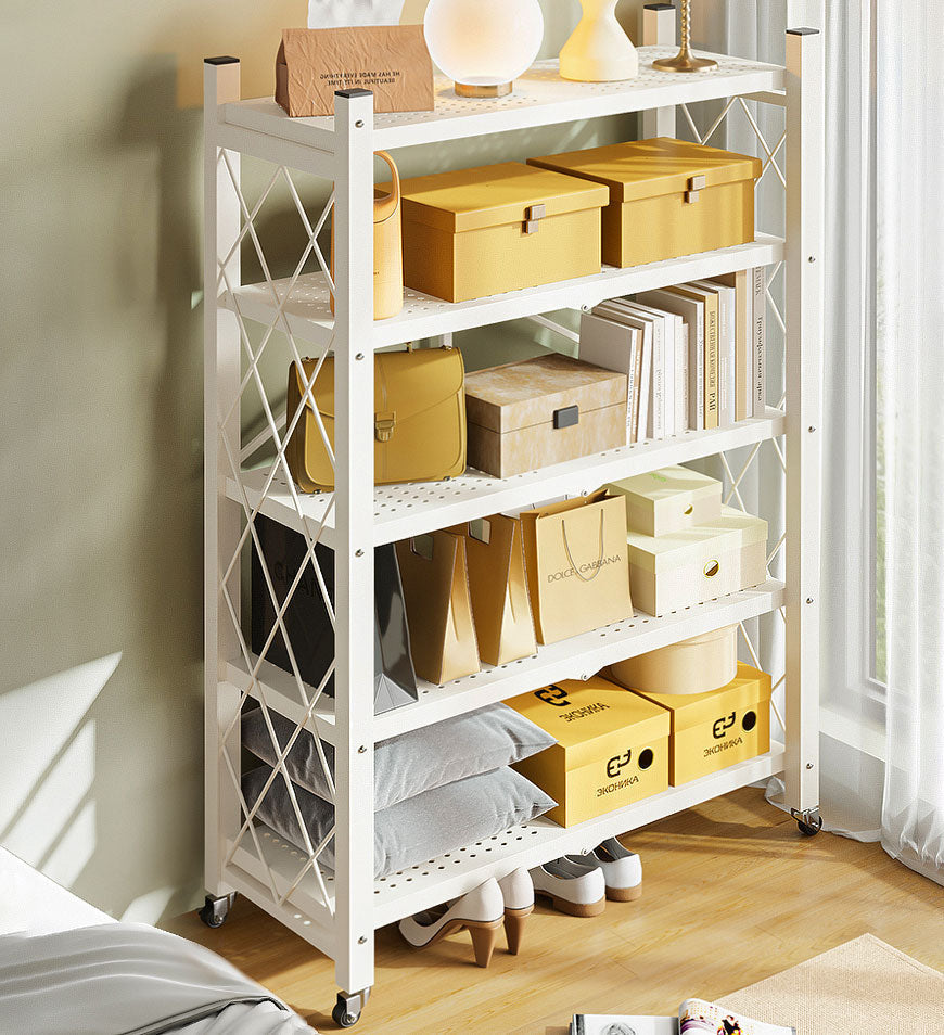 🔥Heavy Duty Foldable Metal Organizer Shelves with Wheels Great for Garage Kitchen