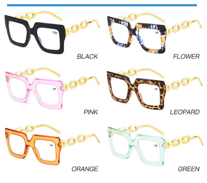 📦📦Lastday 70%OFF-Women’s Oversized Square Chain Reading Glasses(1set-6pcs)