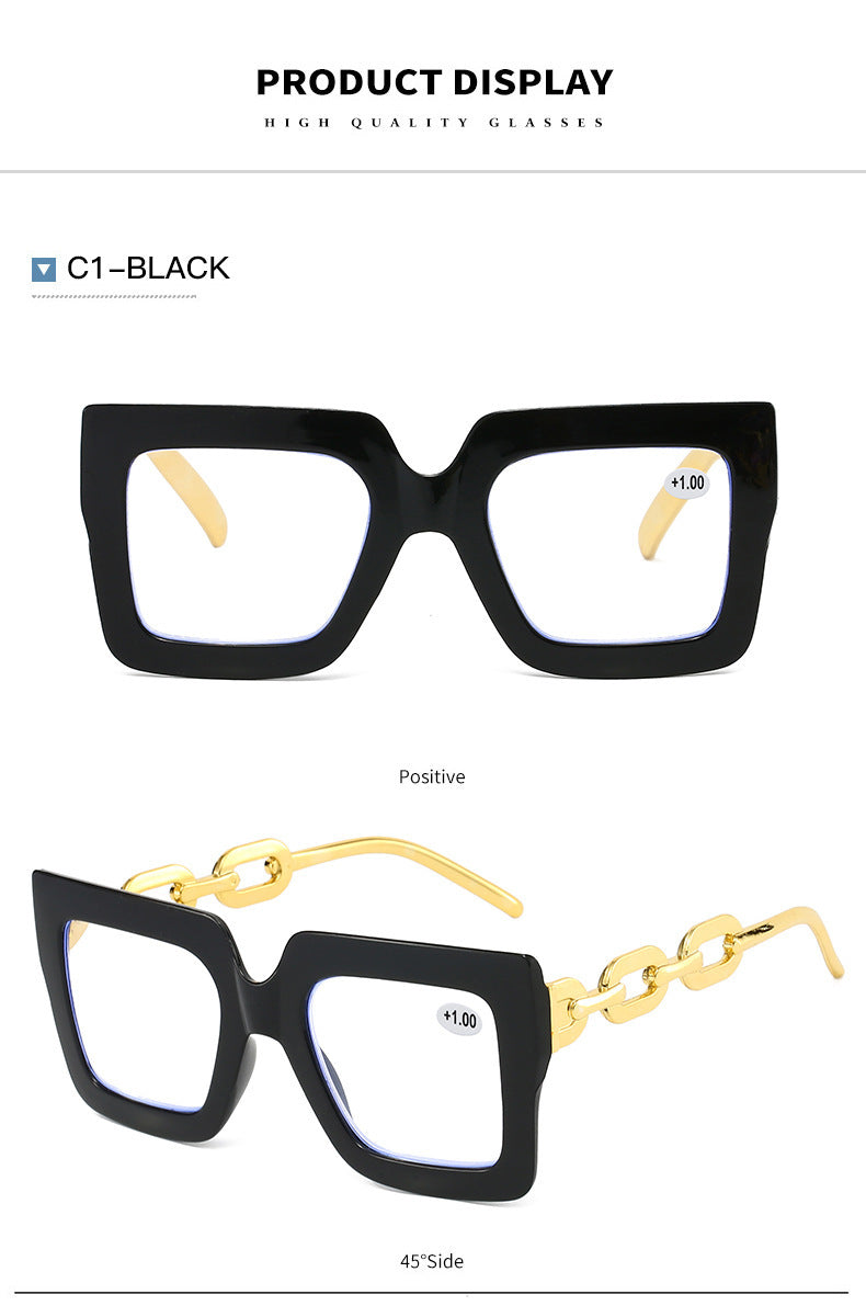 📦📦Lastday 70%OFF-Women’s Oversized Square Chain Reading Glasses(1set-6pcs)