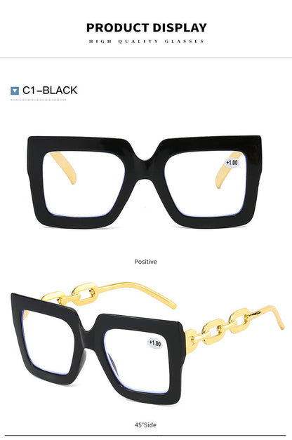 📦📦Lastday 70%OFF-Women’s Oversized Square Chain Reading Glasses(1set-6pcs)