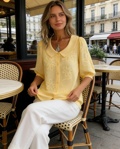🤩🤩Vintage Peter Pan Collar Embroidered Floral Shirt(Buy 2 Free Shipping)