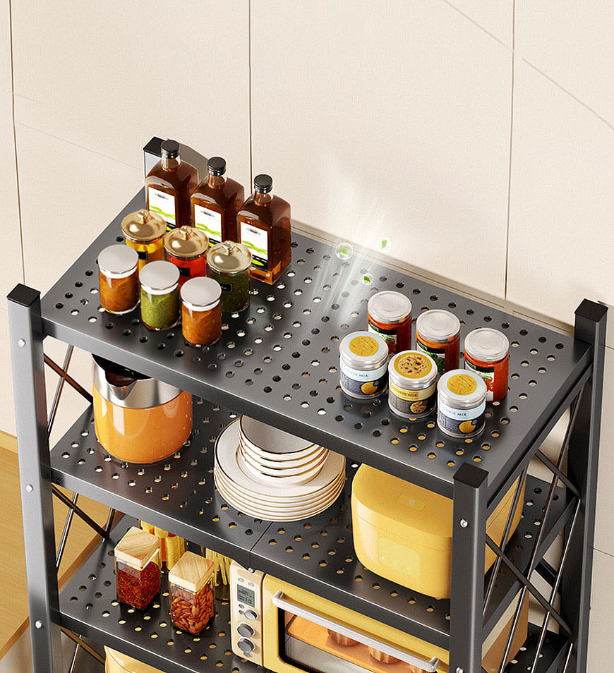 🔥Heavy Duty Foldable Metal Organizer Shelves with Wheels Great for Garage Kitchen