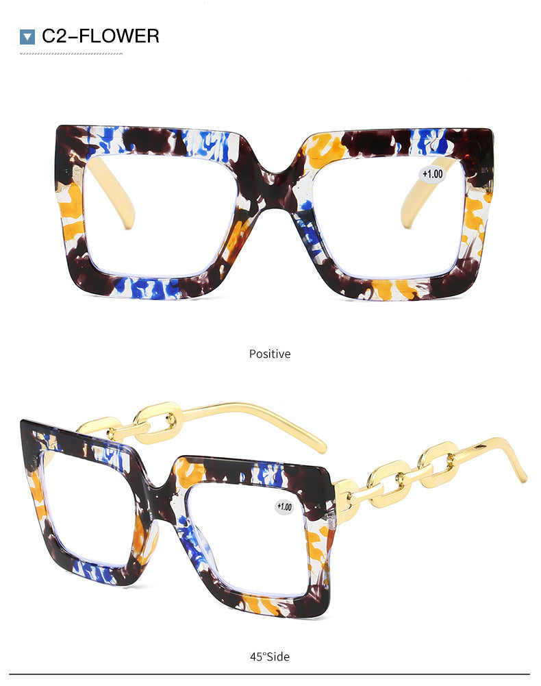 📦📦Lastday 70%OFF-Women’s Oversized Square Chain Reading Glasses(1set-6pcs)
