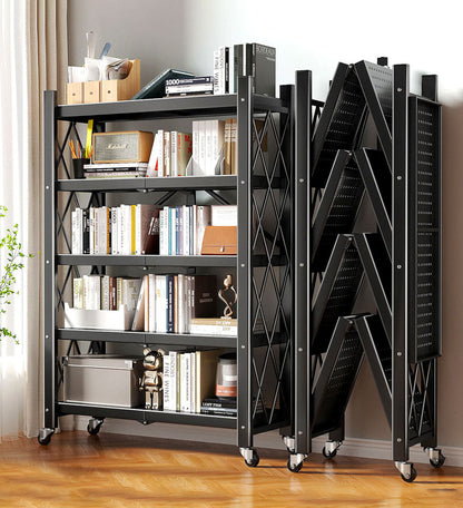 🔥Heavy Duty Foldable Metal Organizer Shelves with Wheels Great for Garage Kitchen