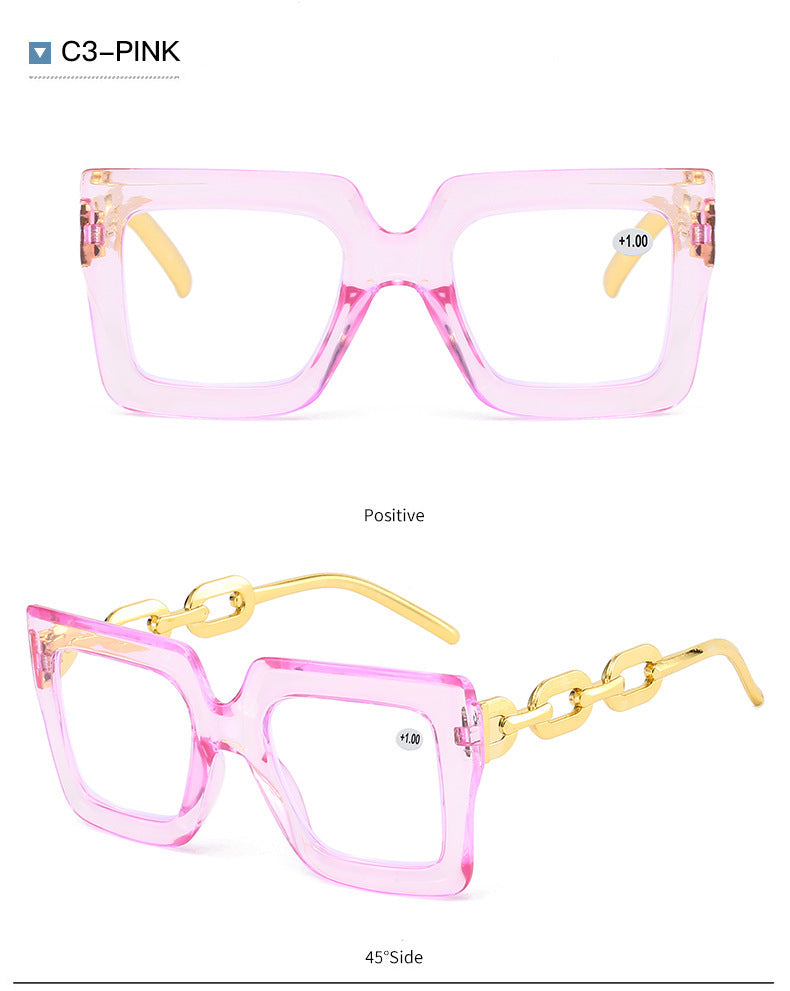 📦📦Lastday 70%OFF-Women’s Oversized Square Chain Reading Glasses(1set-6pcs)