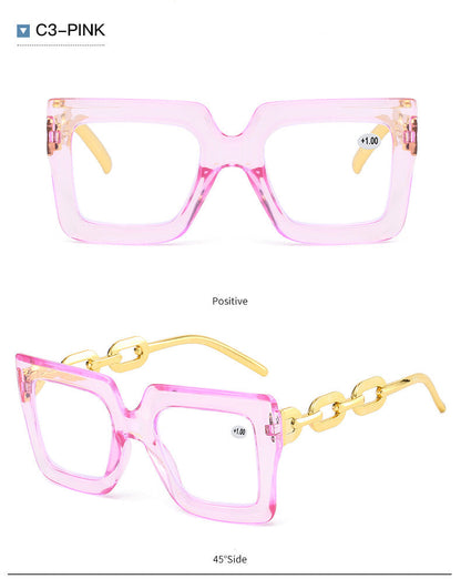 📦📦Lastday 70%OFF-Women’s Oversized Square Chain Reading Glasses(1set-6pcs)
