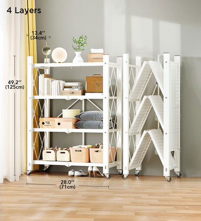 🔥Heavy Duty Foldable Metal Organizer Shelves with Wheels Great for Garage Kitchen