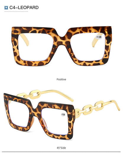 📦📦Lastday 70%OFF-Women’s Oversized Square Chain Reading Glasses(1set-6pcs)