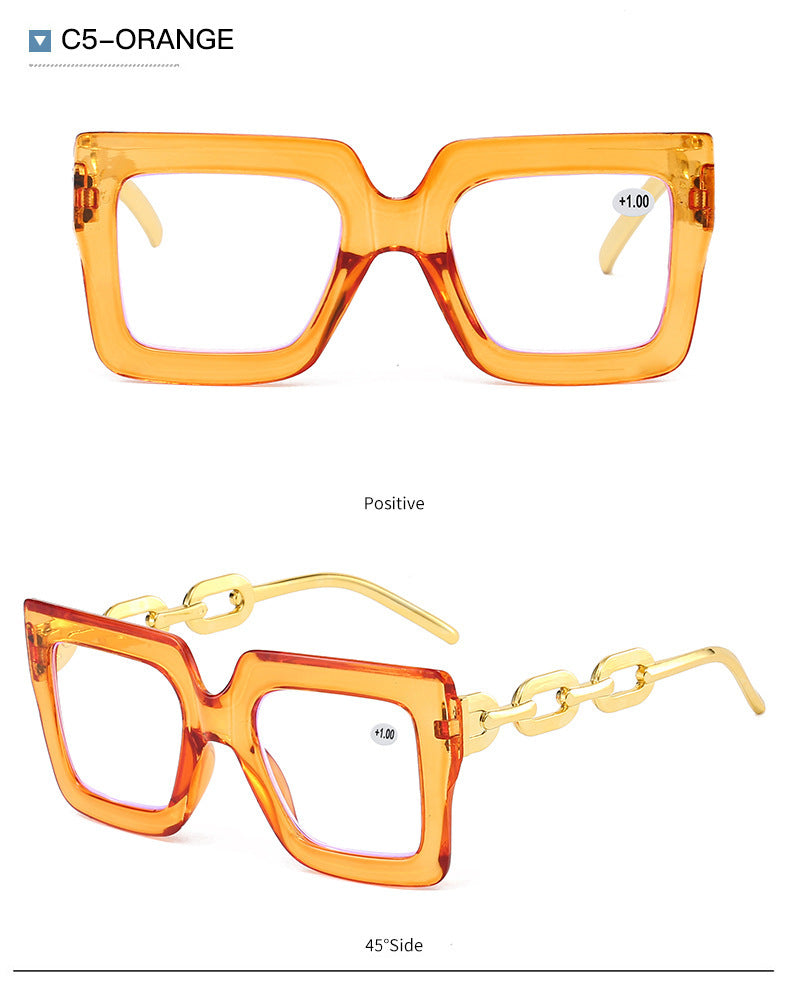 📦📦Lastday 70%OFF-Women’s Oversized Square Chain Reading Glasses(1set-6pcs)