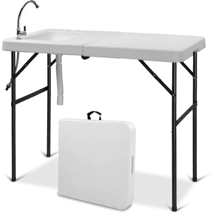 💥Clearance Sale 🐟 Folding Fish Cleaning Table 🪣 Stainless Steel Sink 🚿 Portable Outdoor Prep Station