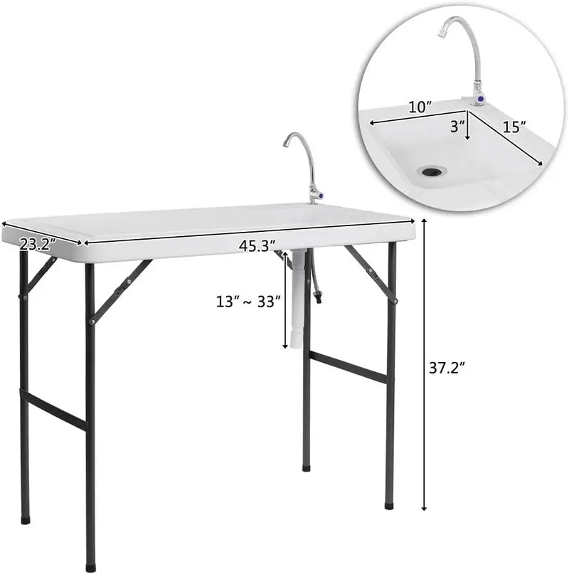 💥Clearance Sale 🐟 Folding Fish Cleaning Table 🪣 Stainless Steel Sink 🚿 Portable Outdoor Prep Station