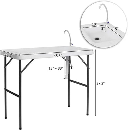 💥Clearance Sale 🐟 Folding Fish Cleaning Table 🪣 Stainless Steel Sink 🚿 Portable Outdoor Prep Station