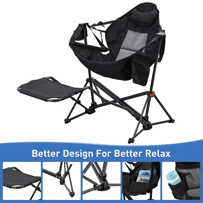 💥Clearance Sale🌿 Hammock Camping Chair 🪑 Swing & Rocking w/ Footrest 💪 450LBS Capacity