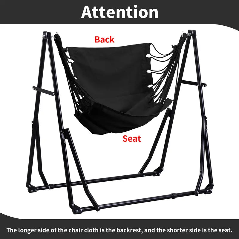 💥Clearance Sale Double Fabric Hammock Chair 🪑 w/ Stand 🌿 Easy Setup & Portable Design 💪