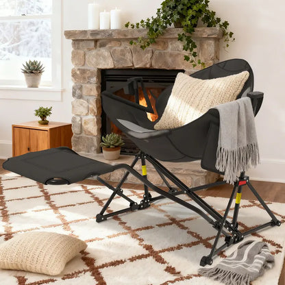 💥Clearance Sale🌿 Hammock Camping Chair 🪑 Swing & Rocking w/ Footrest 💪 450LBS Capacity