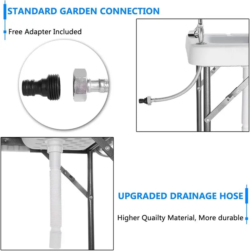 💥Clearance Sale 🐟 Folding Fish Cleaning Table 🪣 Stainless Steel Sink 🚿 Portable Outdoor Prep Station