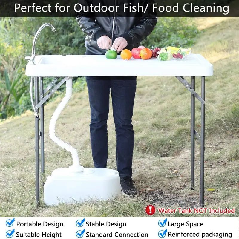 💥Clearance Sale 🐟 Folding Fish Cleaning Table 🪣 Stainless Steel Sink 🚿 Portable Outdoor Prep Station