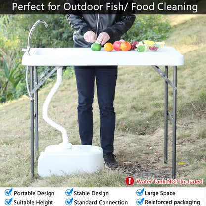 💥Clearance Sale 🐟 Folding Fish Cleaning Table 🪣 Stainless Steel Sink 🚿 Portable Outdoor Prep Station