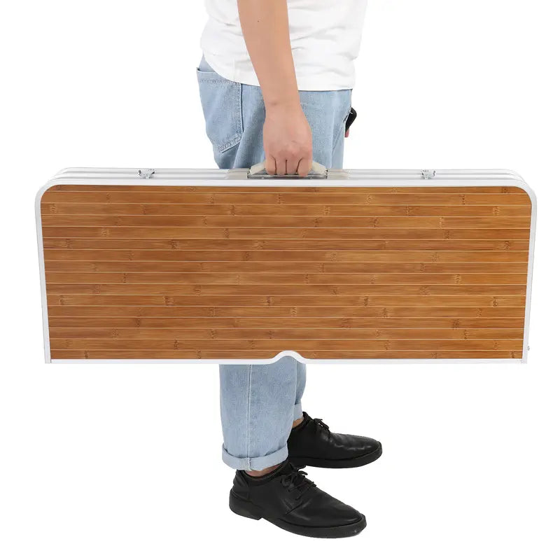 💥Clearance Sale 🪑 4FT Folding Picnic Table Set ⛱️ w/ 4 Seats & Umbrella Hole 🏕️ BBQ Travel RV Table