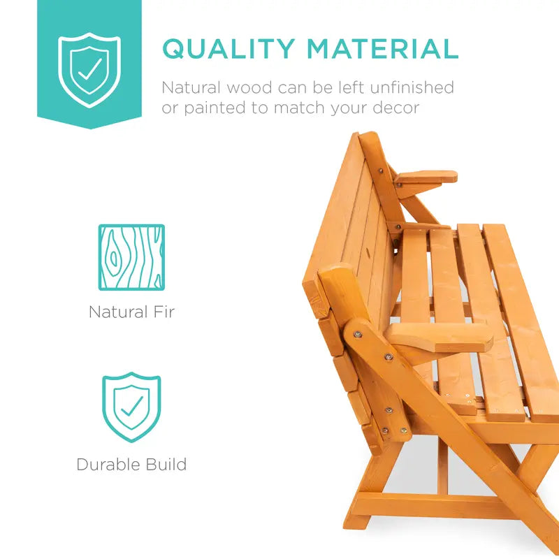 💥Clearance Sale 🌿 2-in-1 Wooden Picnic Table 🪑 Bench Convertible Design ⛱️ w/ Umbrella Hole