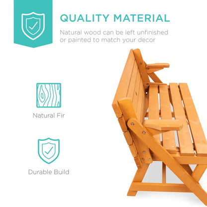 💥Clearance Sale 🌿 2-in-1 Wooden Picnic Table 🪑 Bench Convertible Design ⛱️ w/ Umbrella Hole