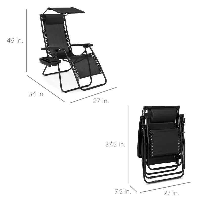 💥Clearance Sale Folding Zero Gravity Chair 🪑 w/ Canopy & Tray ☀️ Outdoor Lounge