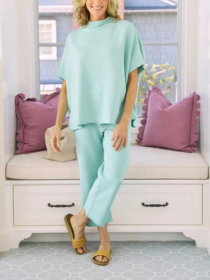 ⏰Hot Sale- Women's 3/4 Batwing Sleeve Capelet Wide Leg Pants Set(Buy 2 Free Shipping)