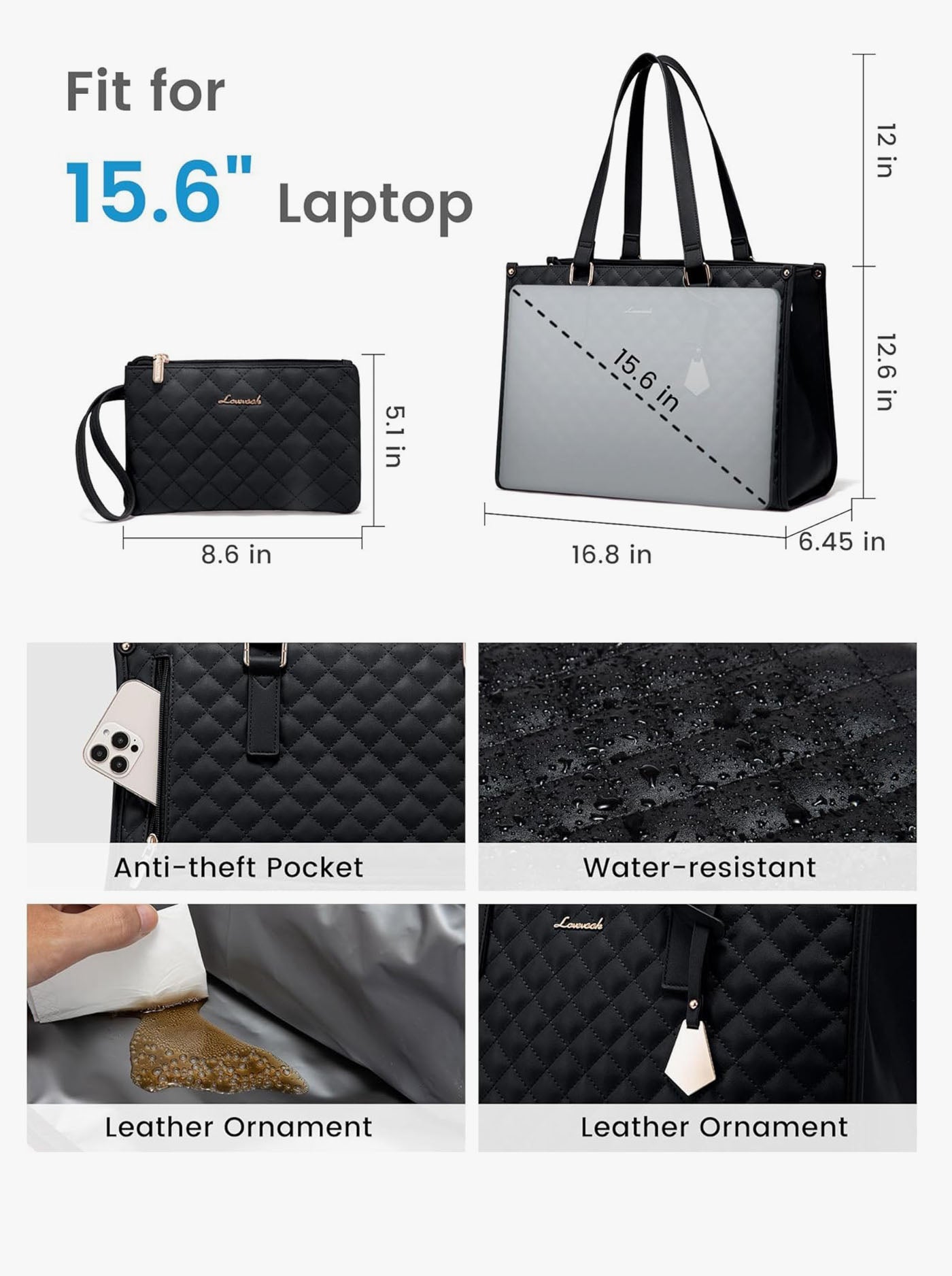 🤩🤩Stylish 3 in 1 Classic Tote Bag (With Matching Wallet) 15.6"