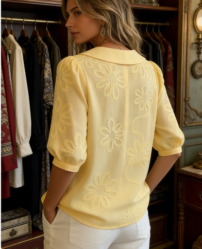 🤩🤩Vintage Peter Pan Collar Embroidered Floral Shirt(Buy 2 Free Shipping)