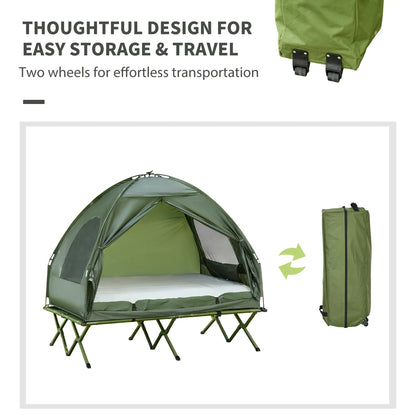 💥Clearance Sale 🏕️ 4-in-1 Camping Cot Tent 🛏️ Foldable Bed w/ Air Mattress 🌿 Outdoor Travel Set