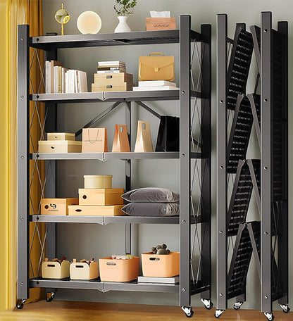 🔥Heavy Duty Foldable Metal Organizer Shelves with Wheels Great for Garage Kitchen