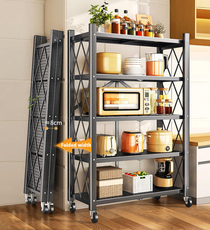 🔥Heavy Duty Foldable Metal Organizer Shelves with Wheels Great for Garage Kitchen