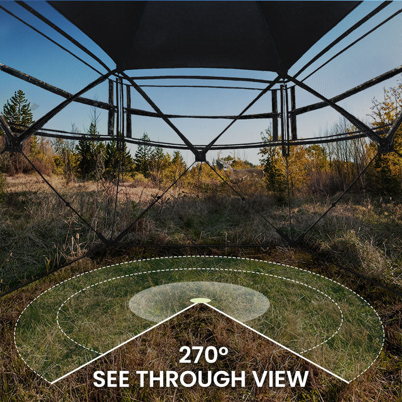 Vis Series 270 Degree See Through Hunting Blind | Portable 2 3 4 Person Ground Blind | Camo Pop Up Ddeer Blind for Deer & Hunters
