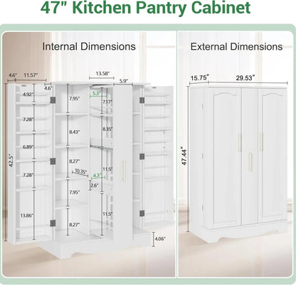 🎉47-inch kitchen sideboard with drawers and storage space with adjustable shelves.