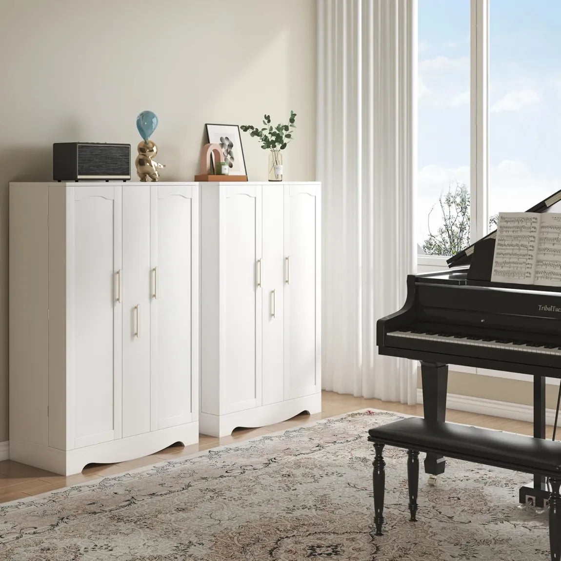 🎉47-inch kitchen sideboard with drawers and storage space with adjustable shelves.