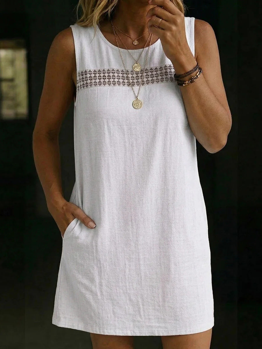 📦📦Mother's Day Sale 49% Off ⏰Linen-Blend Sleeveless Shift Dress
