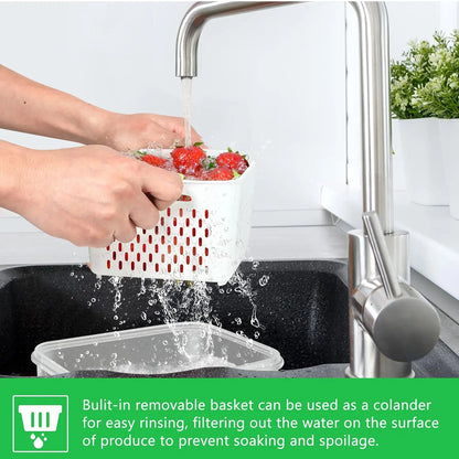 🔥8Pcs Kitchen Organizer   Double Drainer Fruit & Veg Storage 🥕